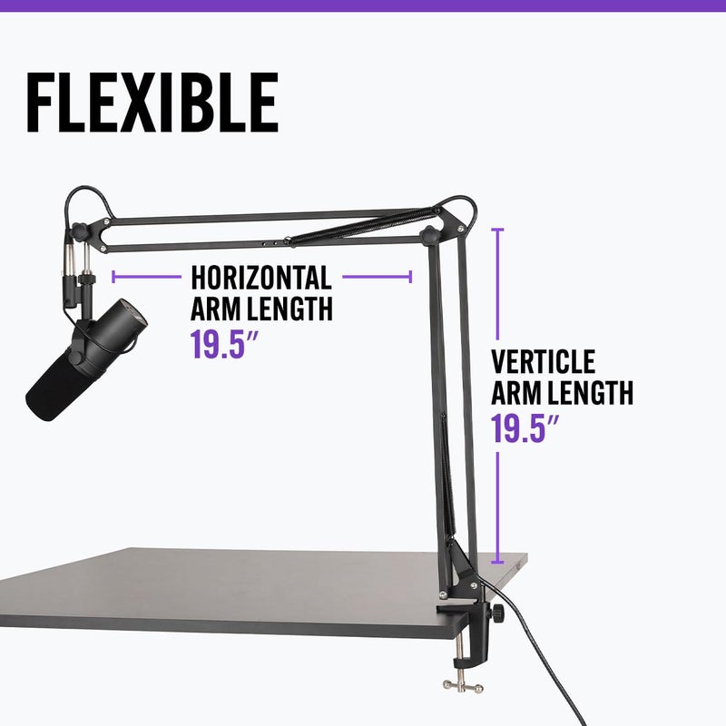 OnStage On-Stage MBS5000 Broadcast Mic Boom Arm - Experience Unparalleled Control and Versatility, Professional Boom Arm, Perfect for Podcasting, Broadcasting, and High-Fidelity Voice-Over Recordings - Image 3